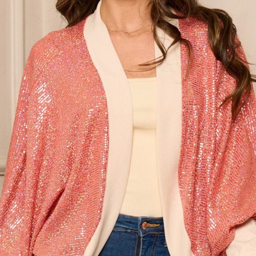 Sequin Shrug in Rust and Cream
